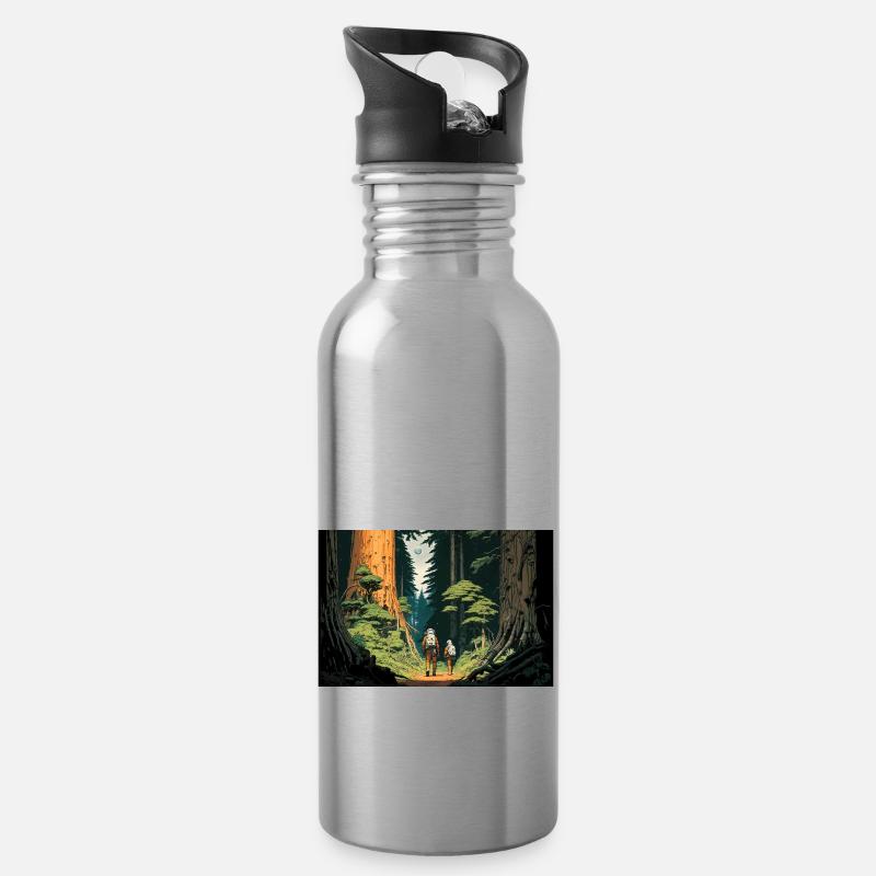 Interstelar im Wald - Trinkflasche mit integriertem Trinkhalm - Lightsilver