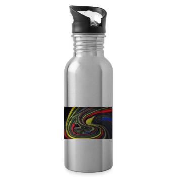 colorful swirls of color - Water bottle with straw - silver - Right
