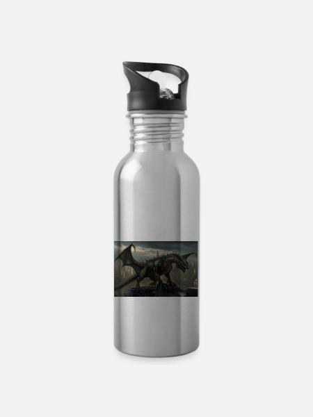Dragon 3 - Water bottle with straw - silver