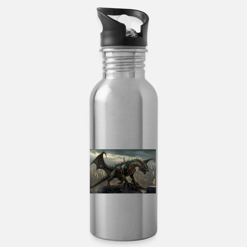 Dragon 3 - Trinkflasche mit integriertem Trinkhalm - Lightsilver