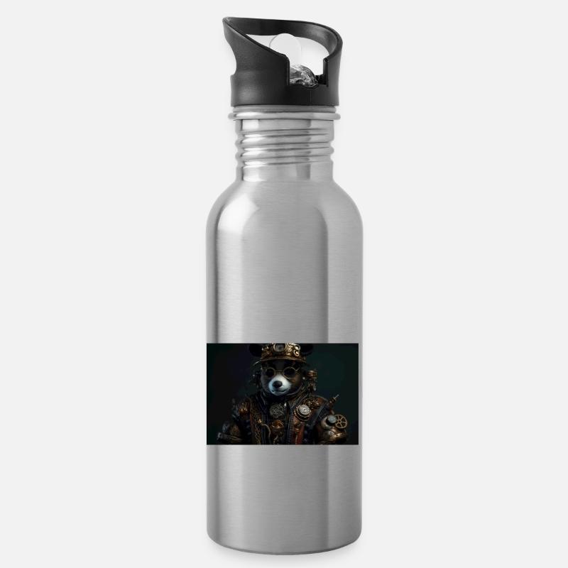 Panda 4 - Gourde avec paille intégrée - argent clair