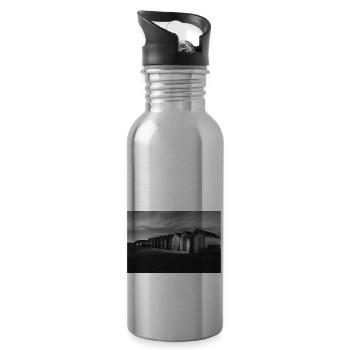 Beach huts - Water bottle with straw - silver - Right