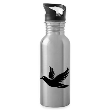 Flying Dove in the Sky - Illustration - Water bottle with straw - silver - Right