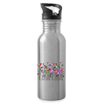 Fleur - Gourde avec paille intégrée - argent clair - Droite