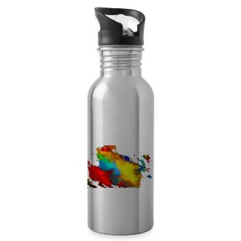 "MixedArt" Acrylic Paint by Marco Eckenbrecht - Water bottle with straw - silver - Right