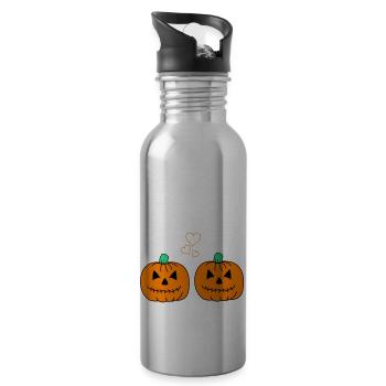 pumpkin love - Trinkflasche mit integriertem Trinkhalm - Lightsilver - Rechts