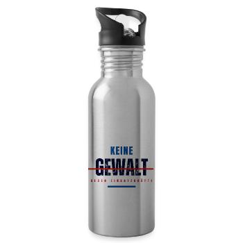 Keine Gewalt gegen Einsaztkräfte - Trinkflasche mit integriertem Trinkhalm - Lightsilver - Rechts