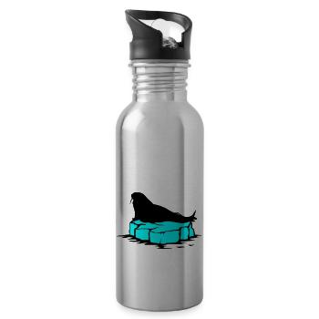 seehund eis - Trinkflasche mit integriertem Trinkhalm - Lightsilver - Rechts