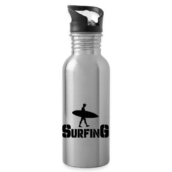 surfing - Water bottle with straw - silver - Right