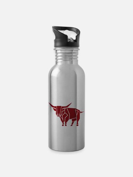 Avant-garde du taureau - Gourde avec paille intégrée - argent clair