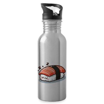 Schlafender Sushi - Trinkflasche mit integriertem Trinkhalm - Lightsilver - Rechts
