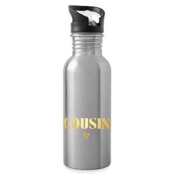 Je vais être cousin - Gourde avec paille intégrée - argent clair - Droite