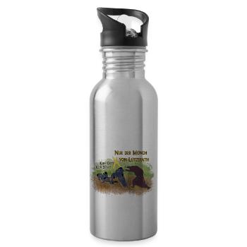 Mönch von Lützerath - Trinkflasche mit integriertem Trinkhalm - Lightsilver - Rechts