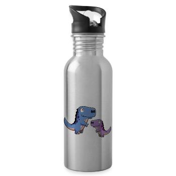 Dinosaurus Dino Uhrzeit Steinzeit Kinder Baby Kind - Trinkflasche mit integriertem Trinkhalm - Lightsilver - Rechts