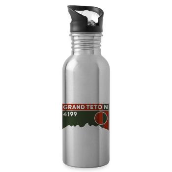 Souvenir de la visite de la montagne de Grand Teton Climb - Gourde avec paille intégrée - argent clair - Droite