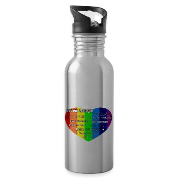 Sei ein Mensch - Trinkflasche mit integriertem Trinkhalm - Lightsilver - Rechts