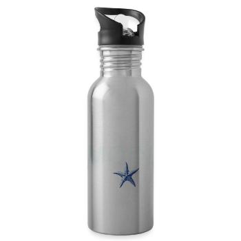 Moin mit Seestern - Trinkflasche mit integriertem Trinkhalm - Lightsilver - Rechts