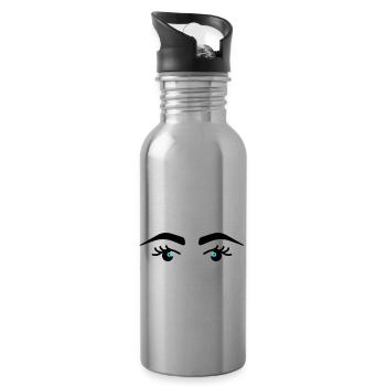 Augen Augenbrauen - Trinkflasche mit integriertem Trinkhalm - Lightsilver - Rechts