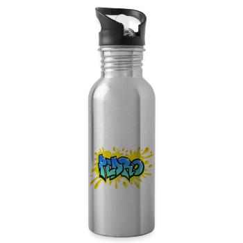 PEDRO Graffiti splash yellow name printable - Water bottle with straw - silver - Right