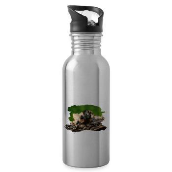 phidippus otiosus jumping spider, spring spinne - Water bottle with straw - silver - Right