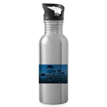 Bulle bleue - Gourde avec paille intégrée - argent clair - Droite