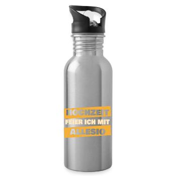 Geschenk für Allesio - Trinkflasche mit integriertem Trinkhalm - Lightsilver - Rechts