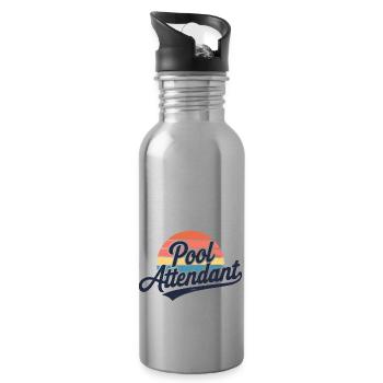 Humor by the pool - Water bottle with straw - silver - Right