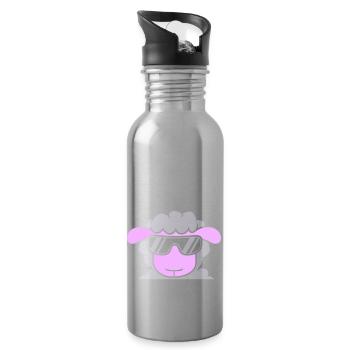 Schaf Sonnenbrille Party Cool DJ Kopf Gesicht Süß - Trinkflasche mit integriertem Trinkhalm - Lightsilver - Rechts