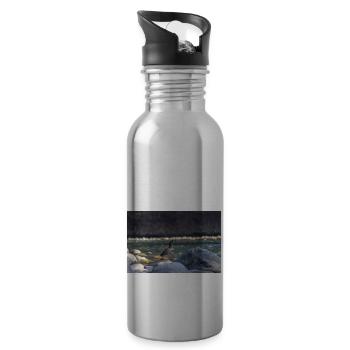 Der Reiher und der Fisch - Trinkflasche mit integriertem Trinkhalm - Lightsilver - Rechts