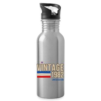 Vintage 1982 limited edition - Gourde avec paille intégrée - argent clair - Droite