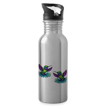 Colibri Oiseau 2 - Gourde avec paille intégrée - argent clair - Droite
