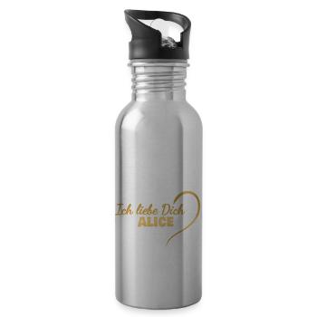 LoveYou Alice - Water bottle with straw - silver - Right