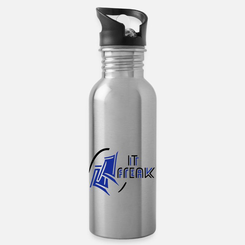 IT Freak Computer - Trinkflasche mit integriertem Trinkhalm - Lightsilver