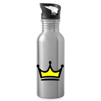 Krone Symbol - Trinkflasche mit integriertem Trinkhalm - Lightsilver - Rechts