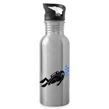 Taucher Silhouette Tauchen - Trinkflasche mit integriertem Trinkhalm - Lightsilver - Rechts