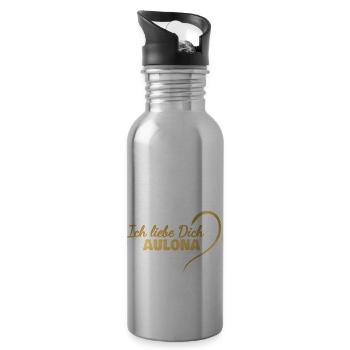 Geschenk für Aulona - Trinkflasche mit integriertem Trinkhalm - Lightsilver - Rechts