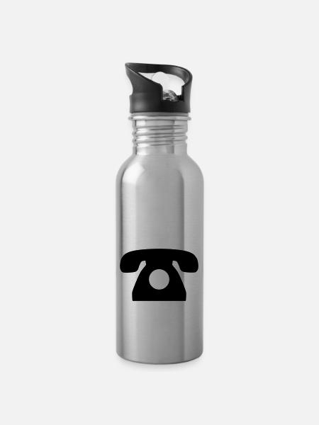 Telefon - Trinkflasche mit integriertem Trinkhalm - Lightsilver