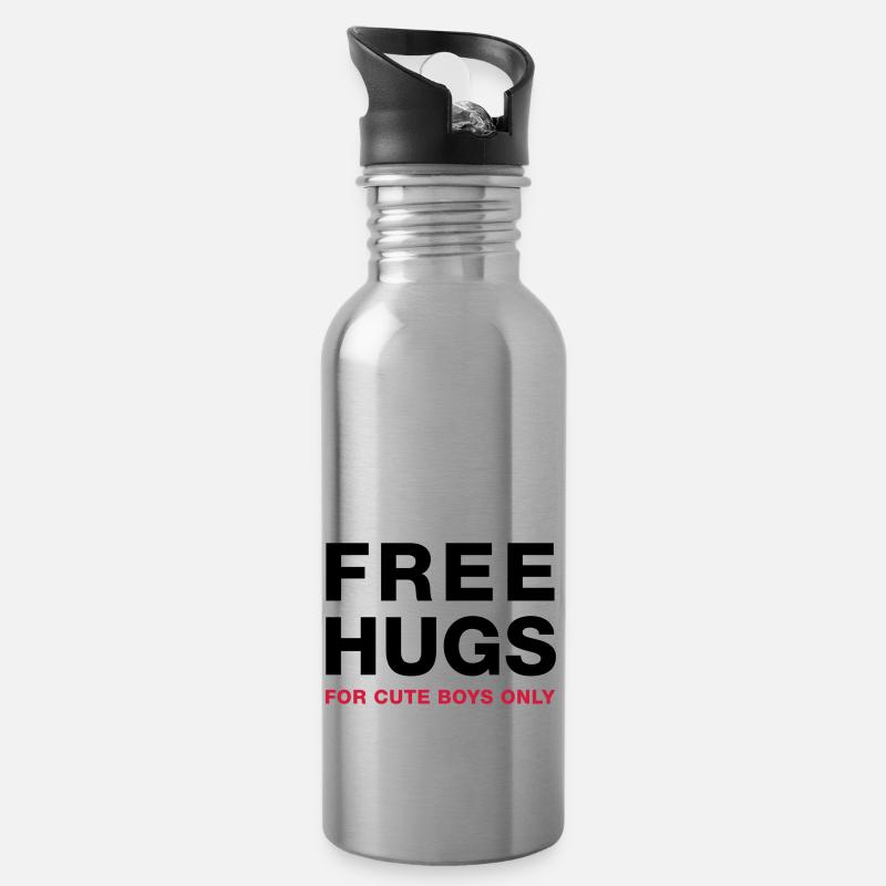 freehugsboys - Water bottle with straw - silver