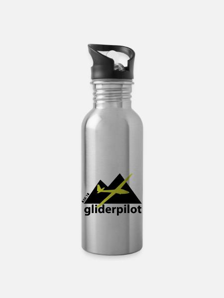 soaring-tv: gliderpilot - Trinkflasche mit integriertem Trinkhalm - Lightsilver