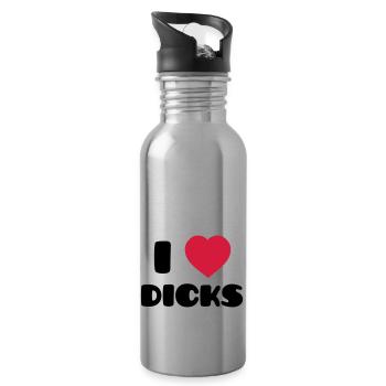 I Love Dicks - Water bottle with straw - silver - Right