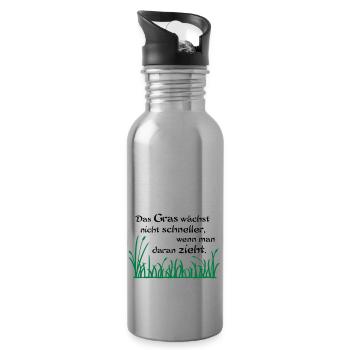 Das Gras wächst nicht schneller - Trinkflasche mit integriertem Trinkhalm - Lightsilver - Rechts