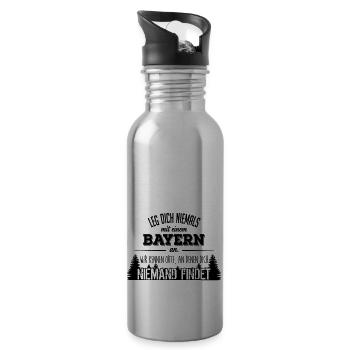 Leg dich niemals mit einem Bayern an - Trinkflasche mit integriertem Trinkhalm - Lightsilver - Rechts