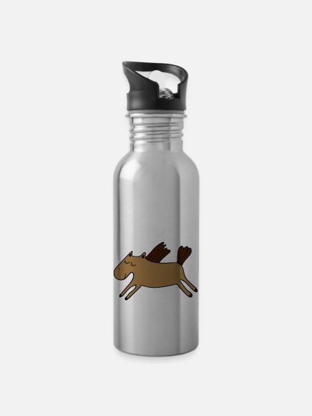 Pony - Trinkflasche mit integriertem Trinkhalm - Lightsilver
