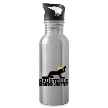 construction site to enter forbidden - Water bottle with straw - silver - Right