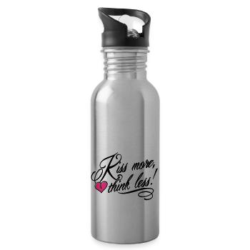 Kiss more, think less! - Trinkflasche mit integriertem Trinkhalm - Lightsilver - Rechts