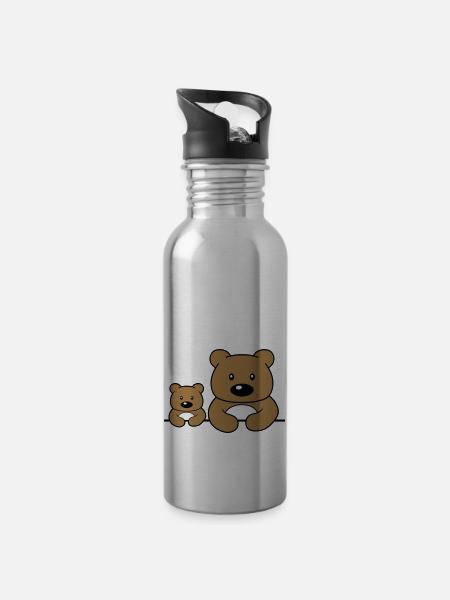 kind junges baby papa mama familie 2 freunde team - Trinkflasche mit integriertem Trinkhalm - Lightsilver