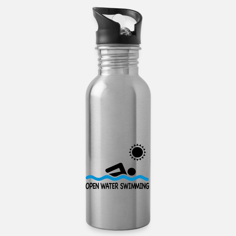 open water swimming - Trinkflasche mit integriertem Trinkhalm - Lightsilver