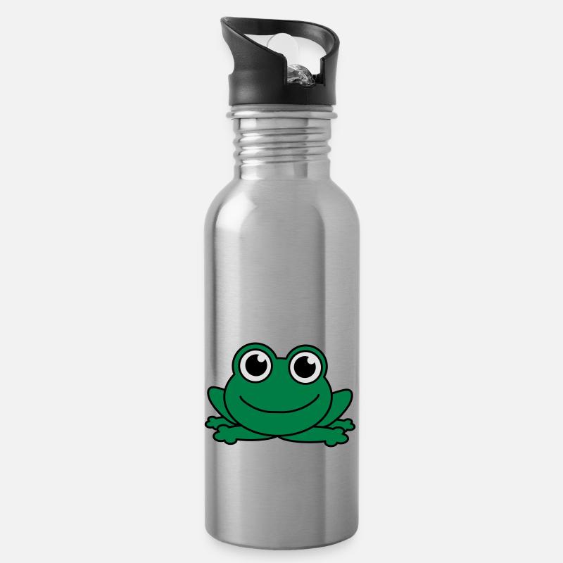 Mignon petit bébé grenouille - Gourde avec paille intégrée - argent clair