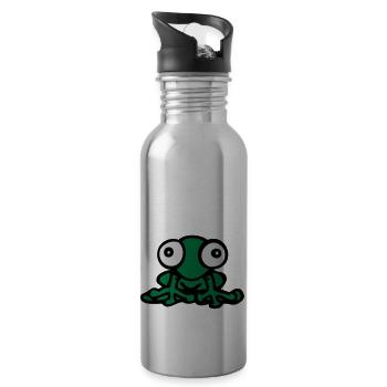 lustiger Frosch der Karikatur nettes kawaii Spaßco - Trinkflasche mit integriertem Trinkhalm - Lightsilver - Rechts