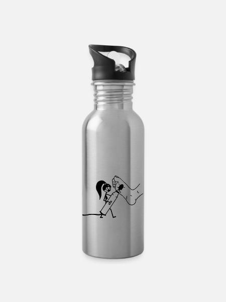 Podologe Fußpflege - Trinkflasche mit integriertem Trinkhalm - Lightsilver